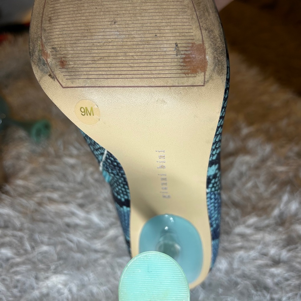 Gianni Bini Blue Snake Print Ankle Boots - Picture 5 of 7
